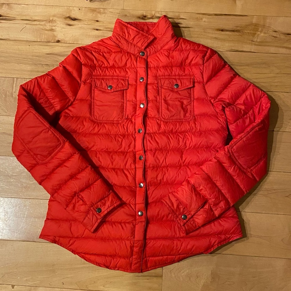 Like new medium Cotes of London light down button up jacket coral red color
